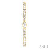 1/3 Ctw Marquise and Round Cut Diamond Rectangular Fashion Hoop Earrings in 14K Yellow Gold